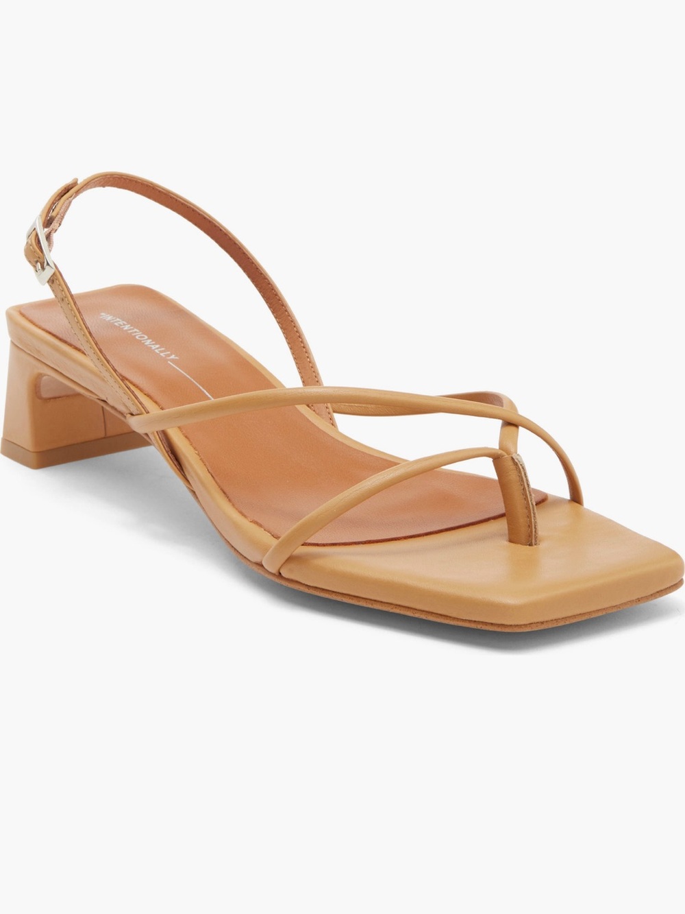 INTENTIONALLY BLANK Tan Strappy Block Heel Sandal